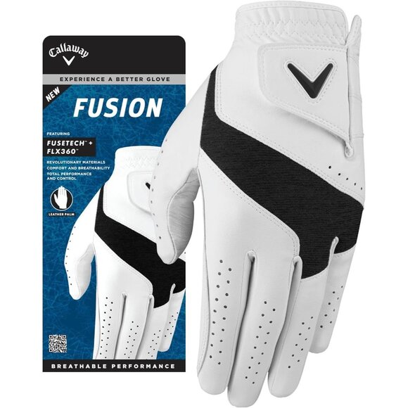 Callaway Mens Right Fusion Golf Glove - M/L White / Char 24 - Picture 1 of 4